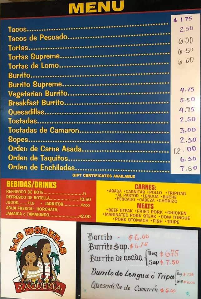 Las Morenas Taqueria - Medford, OR menu_pic