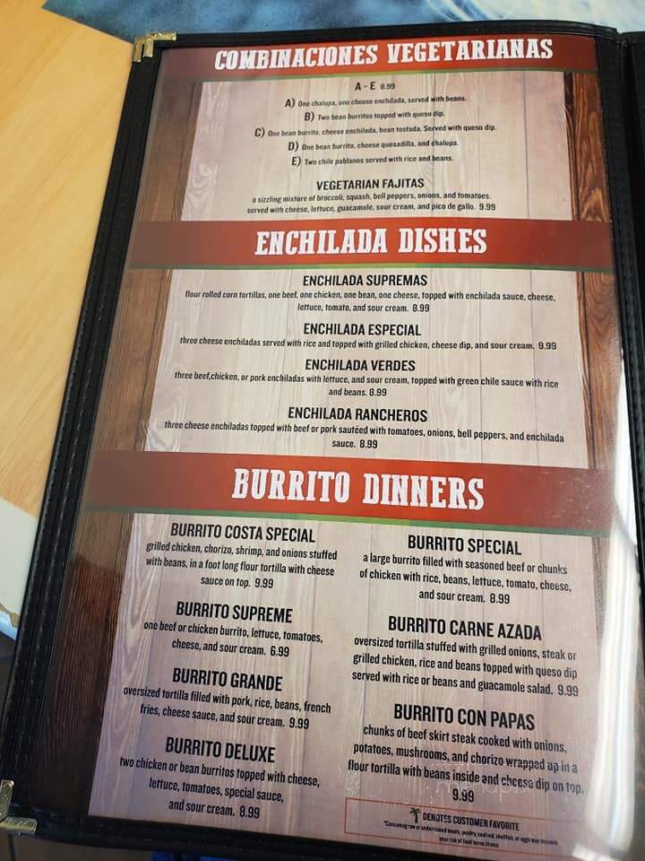 Costa Oaxaquena - Belmont, MS menu_pic