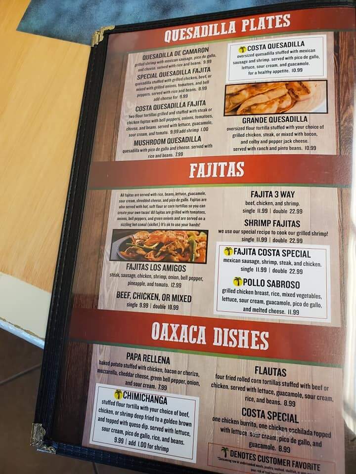 Costa Oaxaquena - Belmont, MS menu_pic