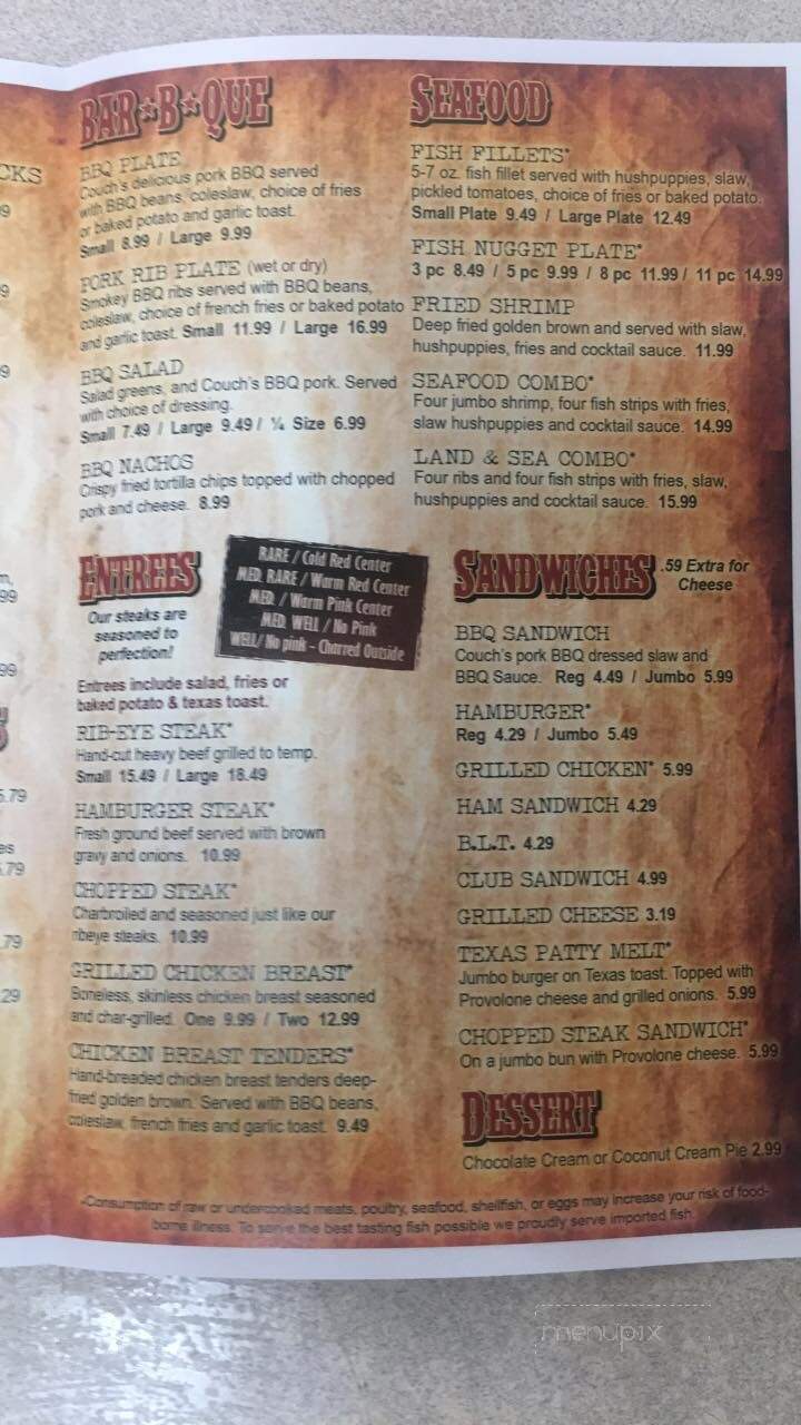 Couch's Log Cabin BBQ - Trumann, AR menu_pic