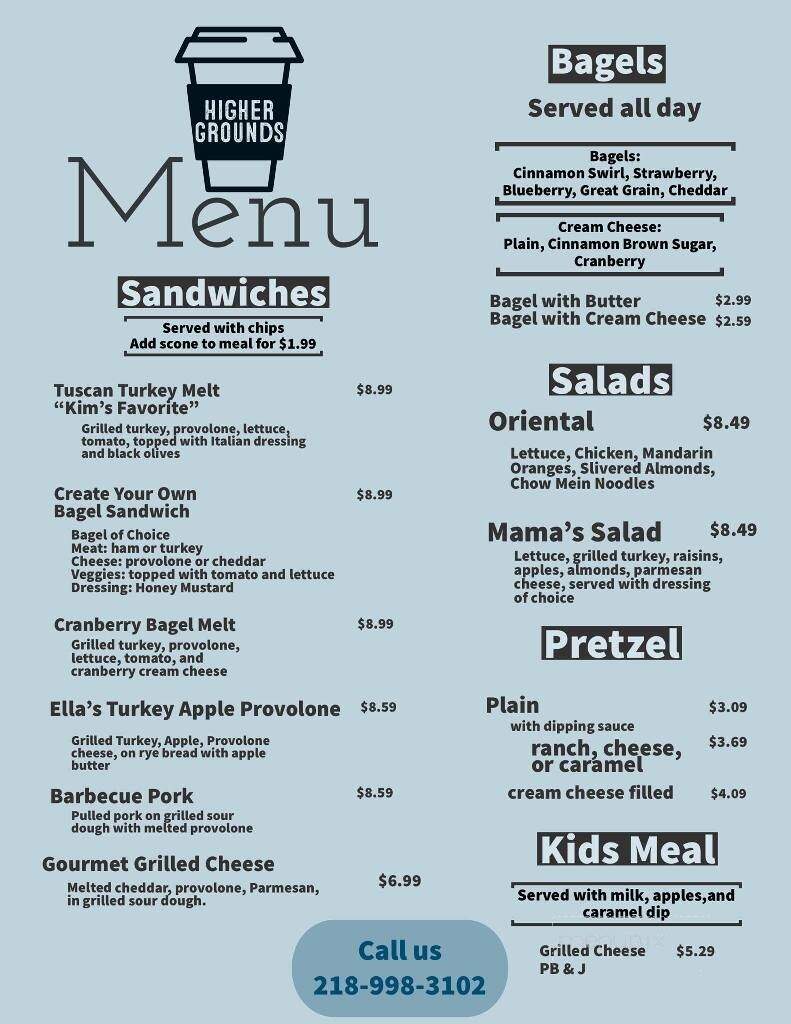 Higher Grounds - Fergus Falls, MN menu_pic