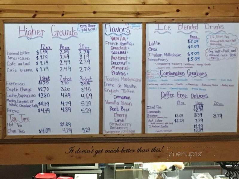 Higher Grounds - Fergus Falls, MN menu_pic