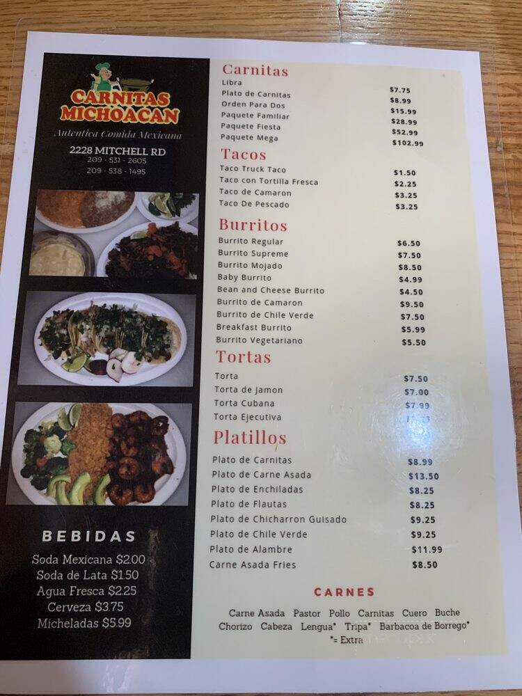 Carnitas Michoacan - Ceres, CA menu_pic