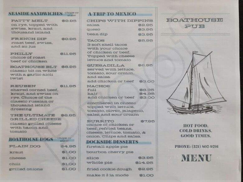 Boat House Pub - Grant, FL menu_pic