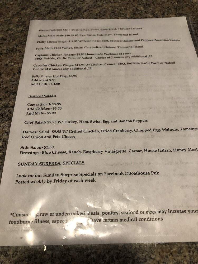 Boat House Pub - Grant, FL menu_pic