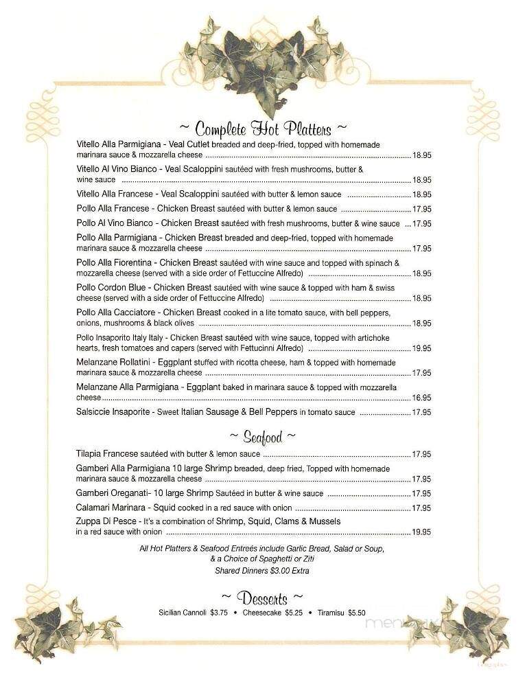Italy Italy Ristorante - Melbourne, FL menu_pic