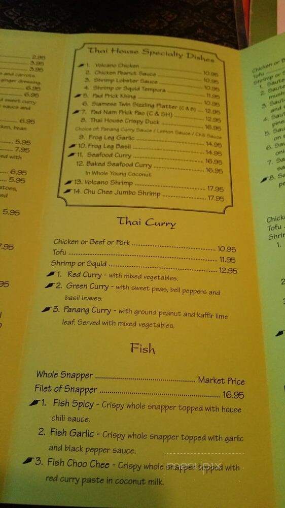Thai House Restaurant - Jensen Beach, FL menu_pic