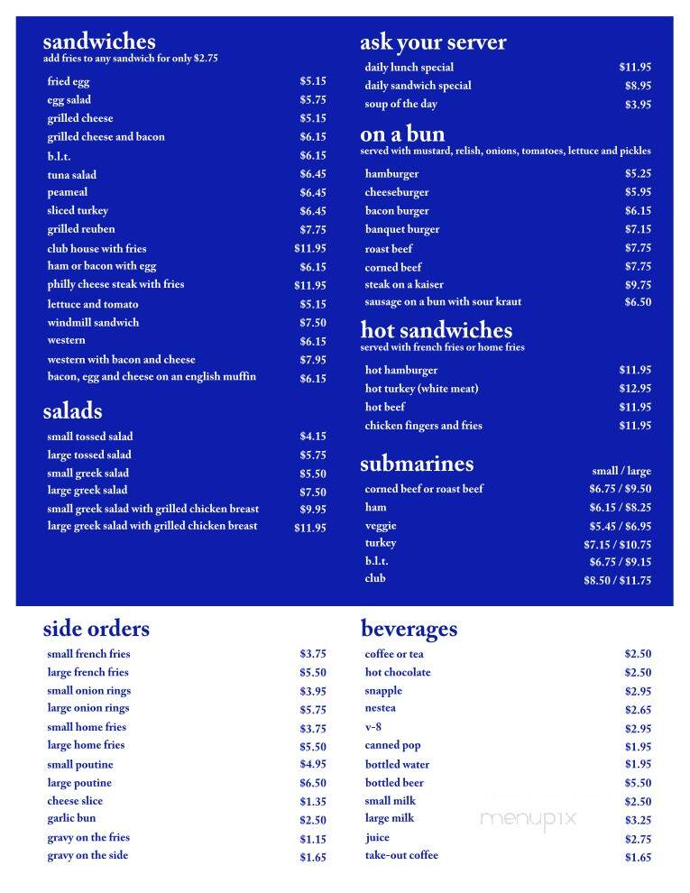 Windmill Restaurant - Burlington, ON menu_pic