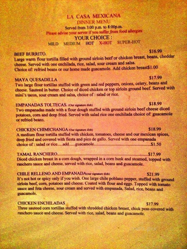 La Casa Mexicana - Greater Sudbury, ON menu_pic