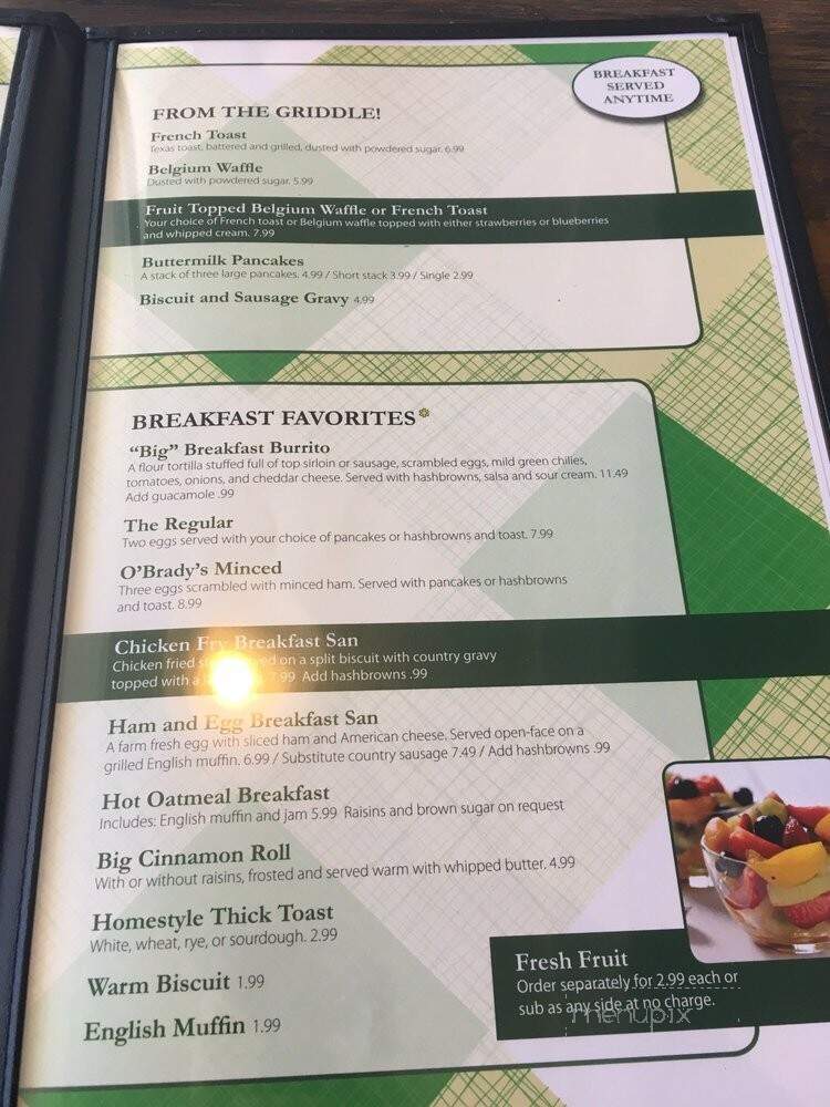 O'Brady's Family Restaurant - Idaho Falls, ID menu_pic