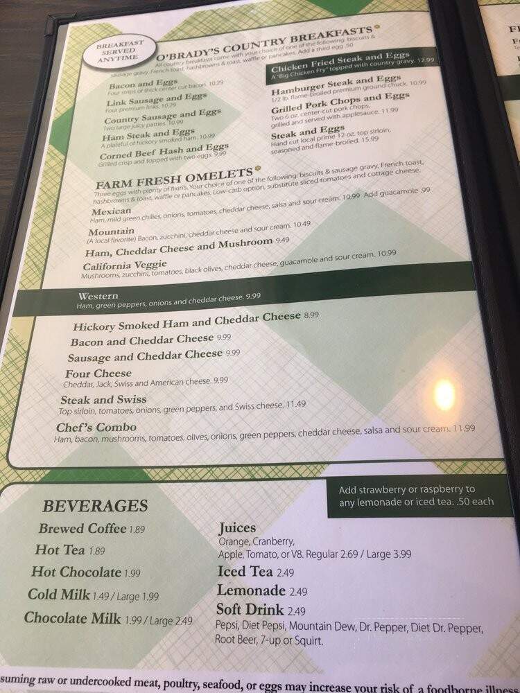 O'Brady's Family Restaurant - Idaho Falls, ID menu_pic