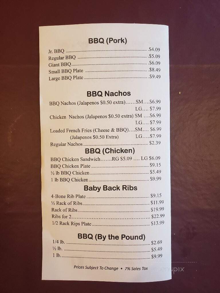 Kenny's Barbecue - Corinth, MS menu_pic