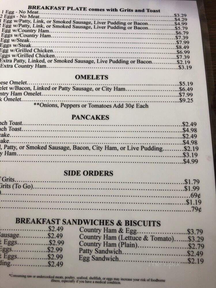 Jeff's Corner Cafe - Lumberton, NC menu_pic