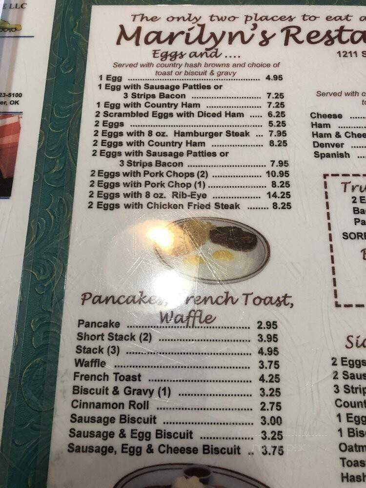 Marilyn's Restaurant - Mcalester, OK menu_pic
