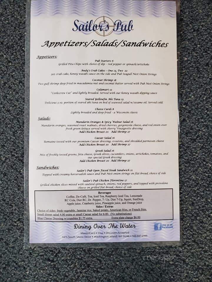 Sailors Pub - Washington Island, WI menu_pic