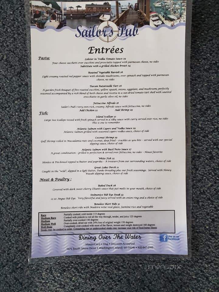 Sailors Pub - Washington Island, WI menu_pic