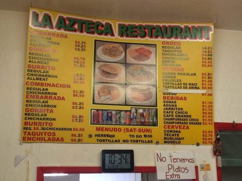 La Azteca - Glendale, CA menu_pic