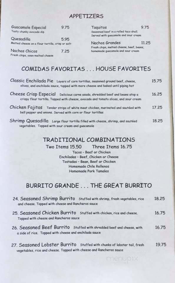 Hernandez' Hideaway Restaurant - Escondido, CA menu_pic