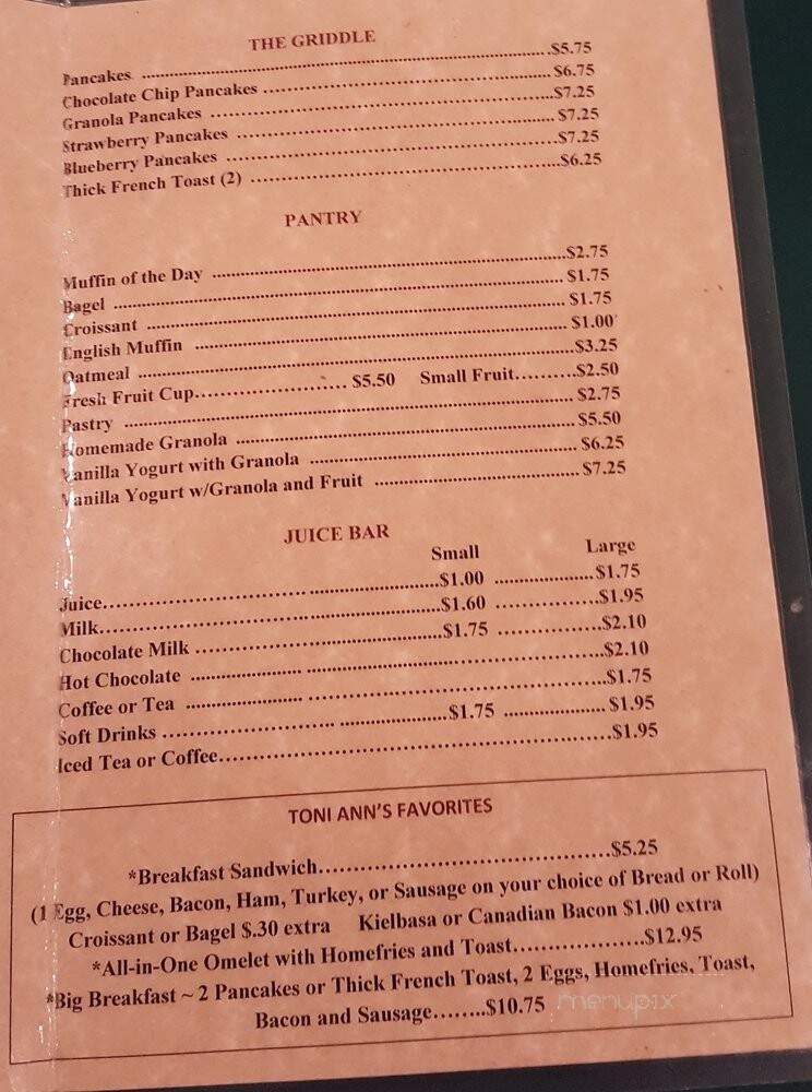 Toni Ann's - Granby, CT menu_pic
