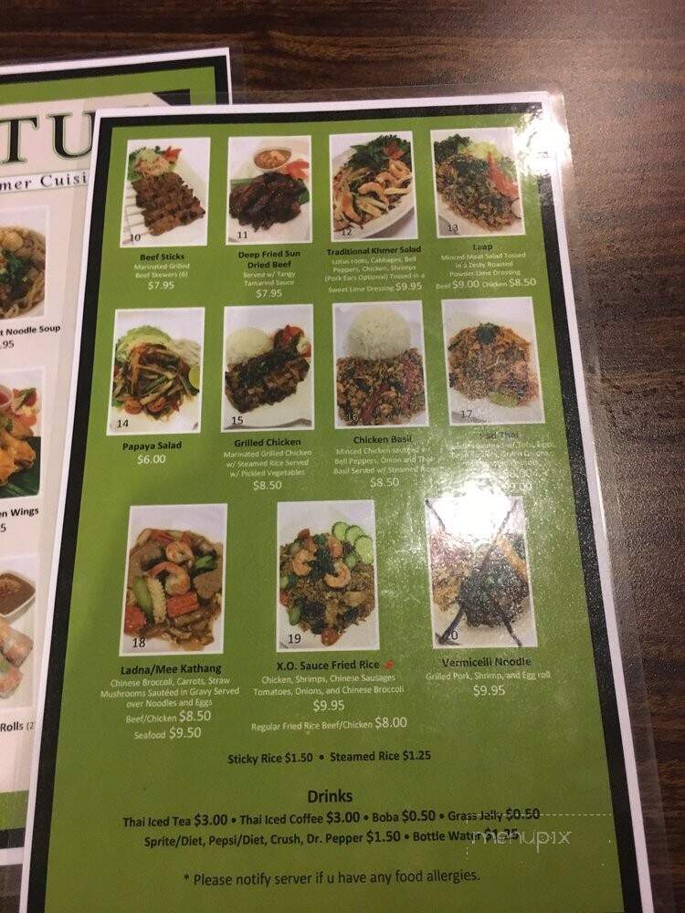 Lotus Thai & Khmer Cuisines - Stockton, CA menu_pic