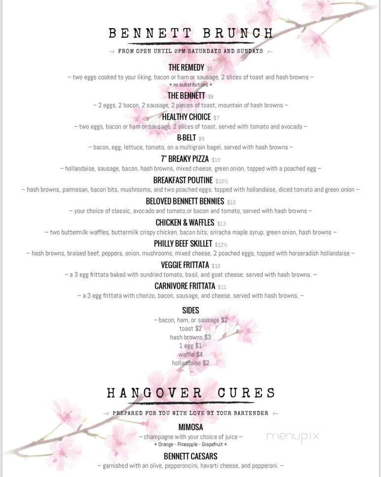 The Bennett Craft & Kitchen - Port Coquitlam, BC menu_pic