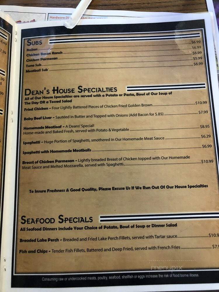 Dean's Family Restaurant - Madison, OH menu_pic
