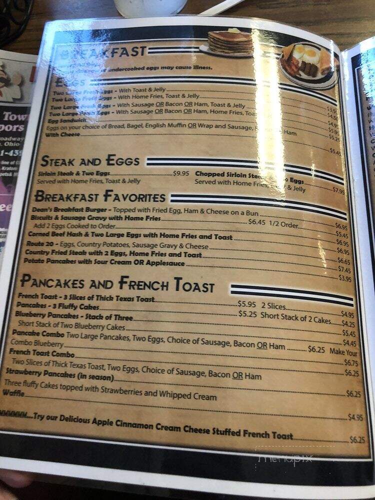 Dean's Family Restaurant - Madison, OH menu_pic