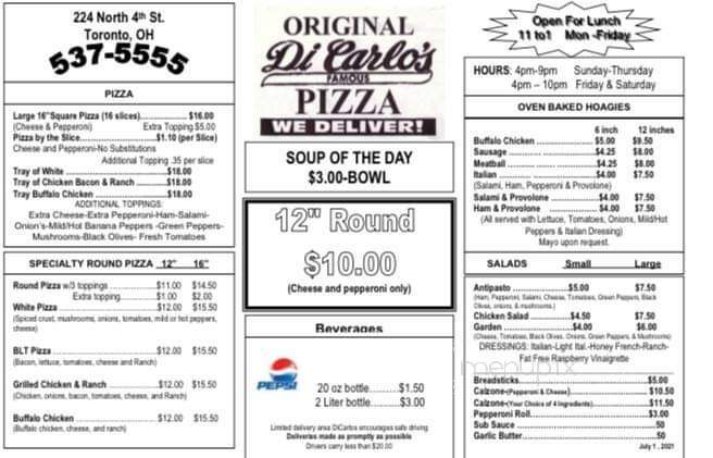 Di Carlos Original Pizza - Toronto, OH menu_pic