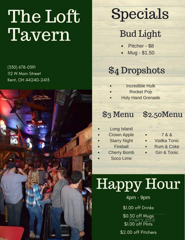 Loft - Kent, OH menu_pic