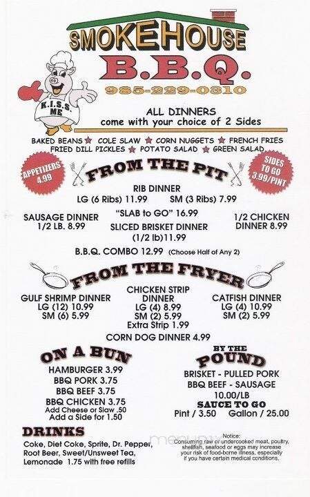 Smokehouse BBQ - Kentwood, LA menu_pic