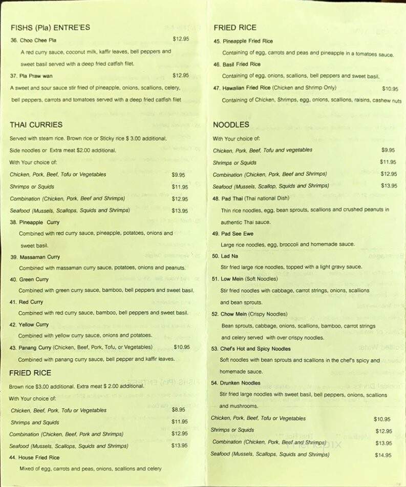 Taste of Thai - Roswell, NM menu_pic