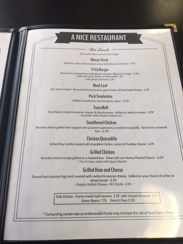 A Nice Restaurant - Floyds Knobs, IN menu_pic