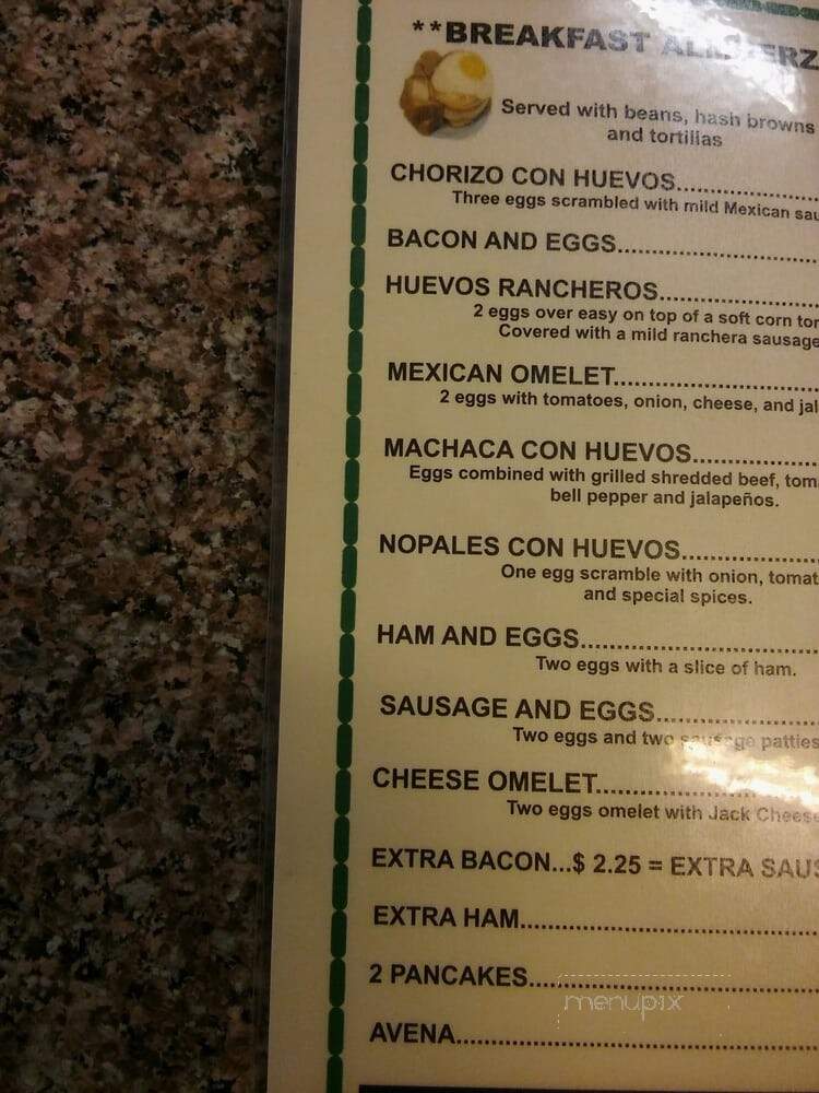 El Rinconcito - Gonzales, CA menu_pic