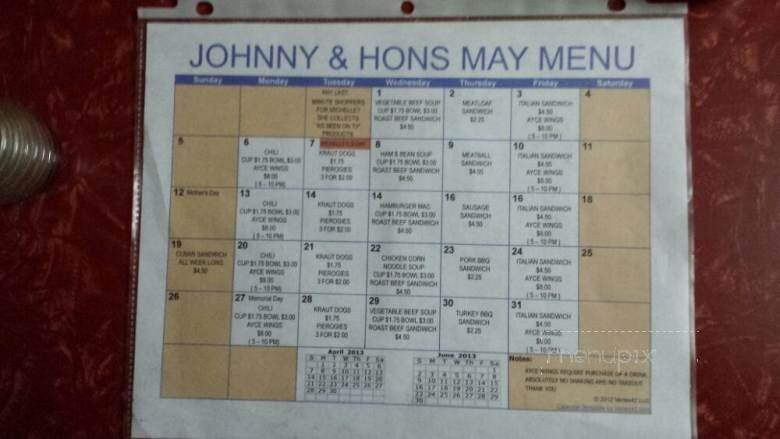 Johnny & Hon's Bar & Grill - Reading, PA menu_pic