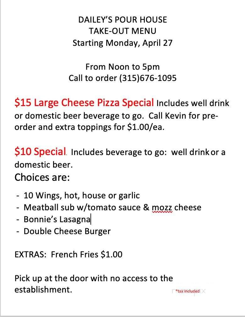 Dailey's Pour House - Brewerton, NY menu_pic