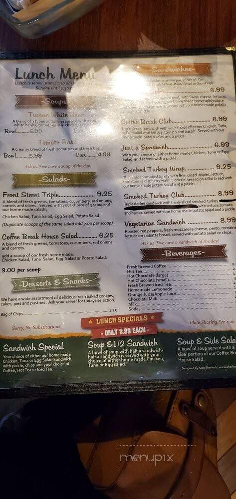 Coffee Break Cafe' - Georgetown, SC menu_pic