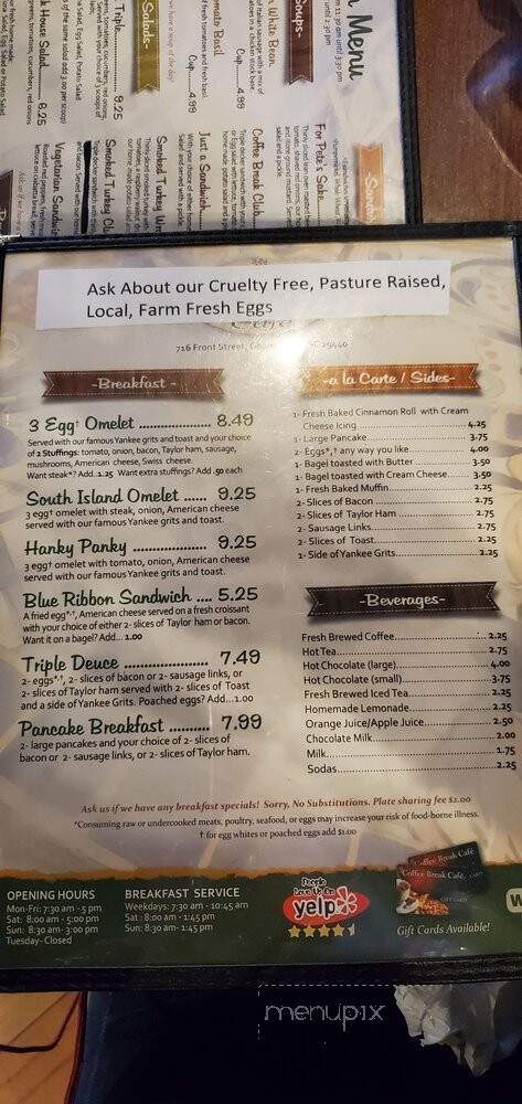 Coffee Break Cafe' - Georgetown, SC menu_pic