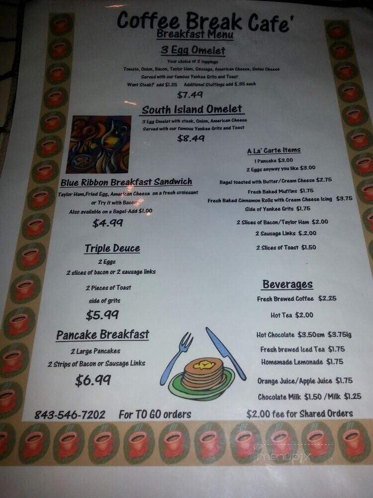 Coffee Break Cafe' - Georgetown, SC menu_pic