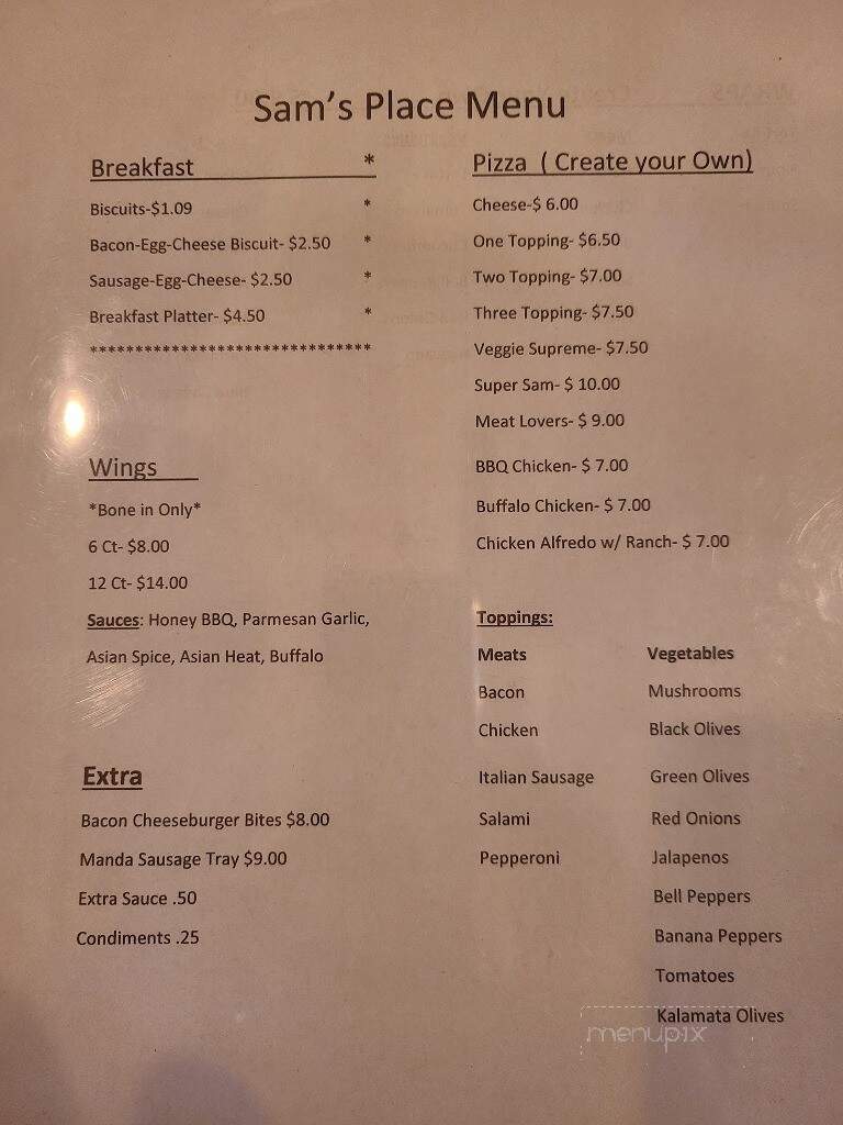 Sam's Place - Crowley, LA menu_pic