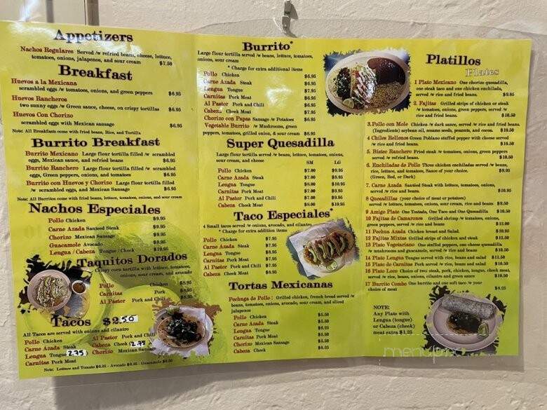 Taqueria El Amigo - Waltham, MA menu_pic