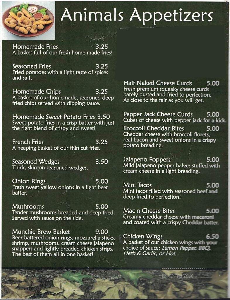 Animal's Bear Trail - Mountain, WI menu_pic