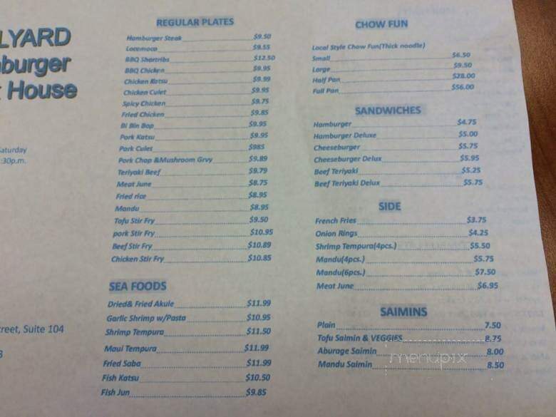 The Hamburger Steak House - Wailuku, HI menu_pic
