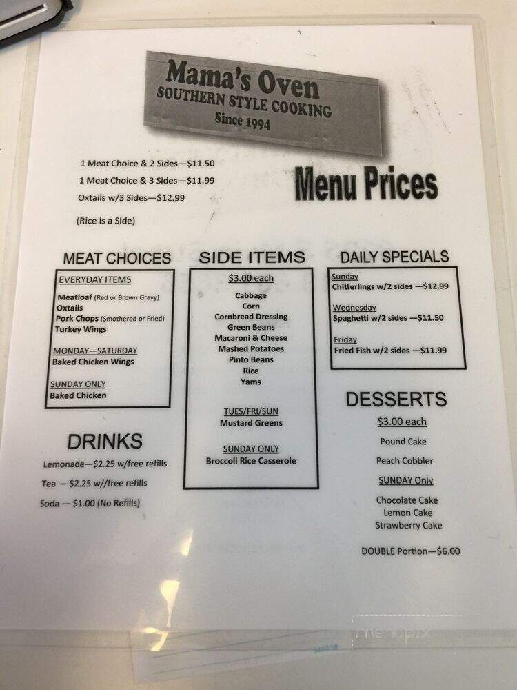 Mama's Oven - Houston, TX menu_pic