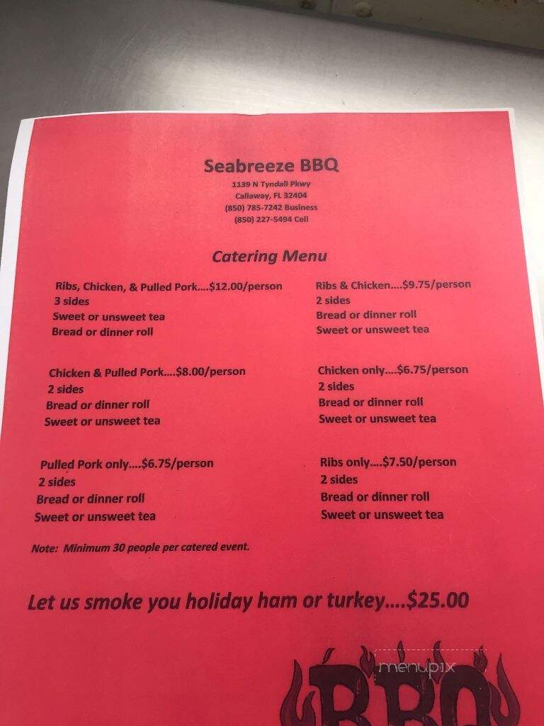 Sea Breeze BBQ - Panama City, FL menu_pic