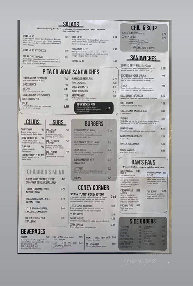 Dan's Diner - Warren, MI menu_pic