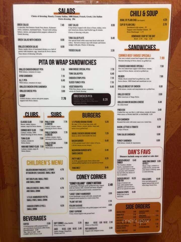 Dan's Diner - Warren, MI menu_pic