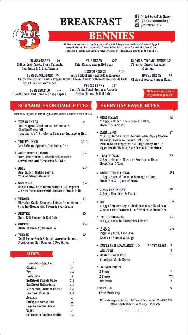 3rd Street Cafe - Sidney, BC menu_pic