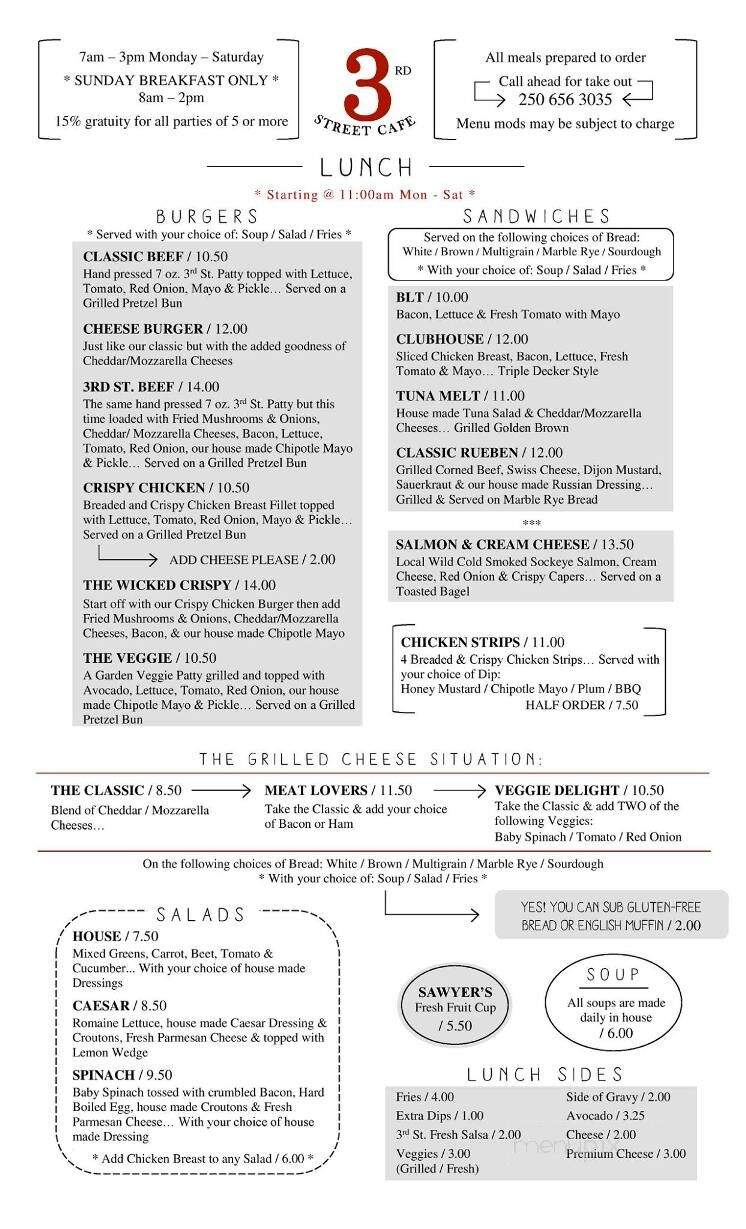3rd Street Cafe - Sidney, BC menu_pic