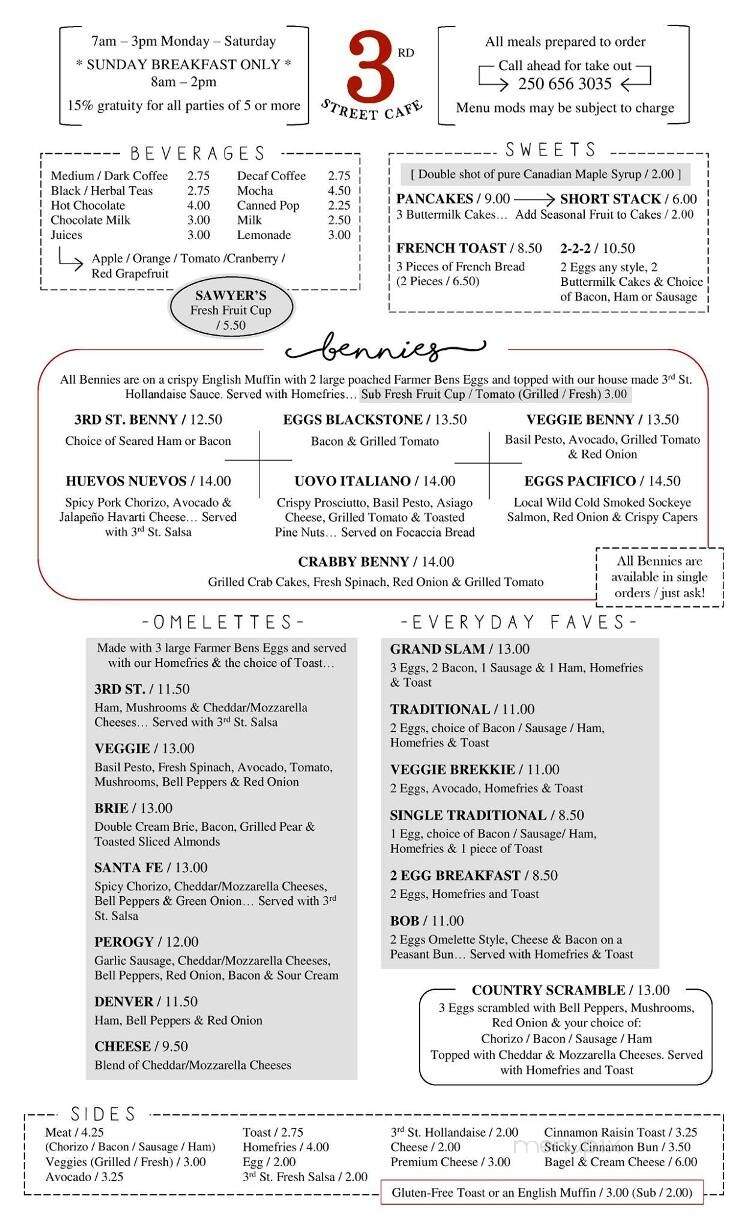 3rd Street Cafe - Sidney, BC menu_pic