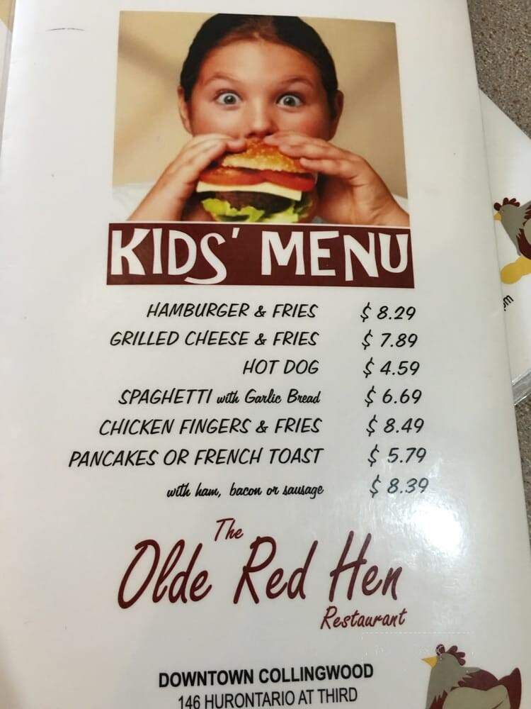 The Olde Red Hen Restaurant - Collingwood, ON menu_pic